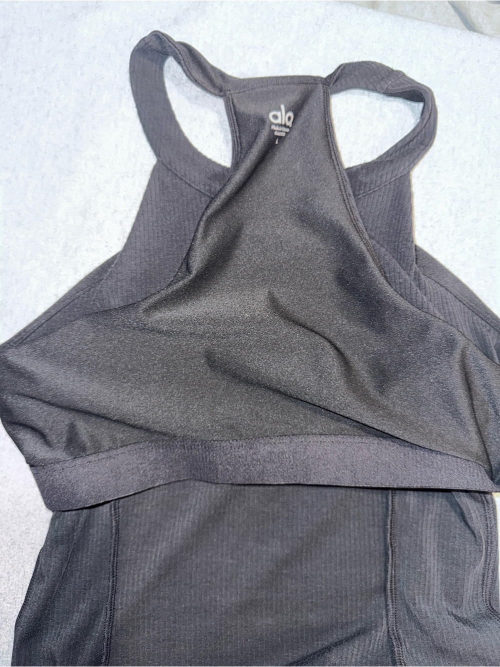 ALO Yoga Black Ribbed High-Neck Racerback Tank - Picture 5 of 5